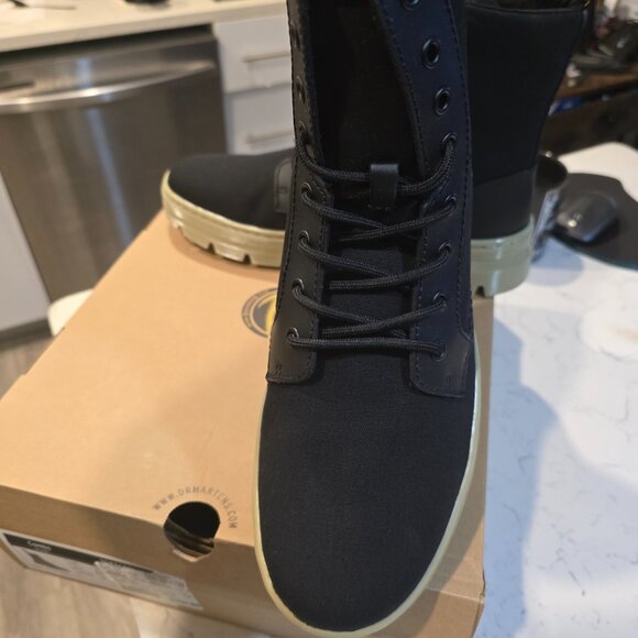 Dr. Martens Combs Boots Black Canvas 30826001 Black / Green Hi Mens Size 12 US - Picture 2 of 14